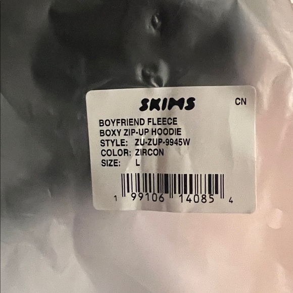 Skims Oversized Boyfriend Zip Up Hoodie- Large- Zircon - Picture 11 of 12